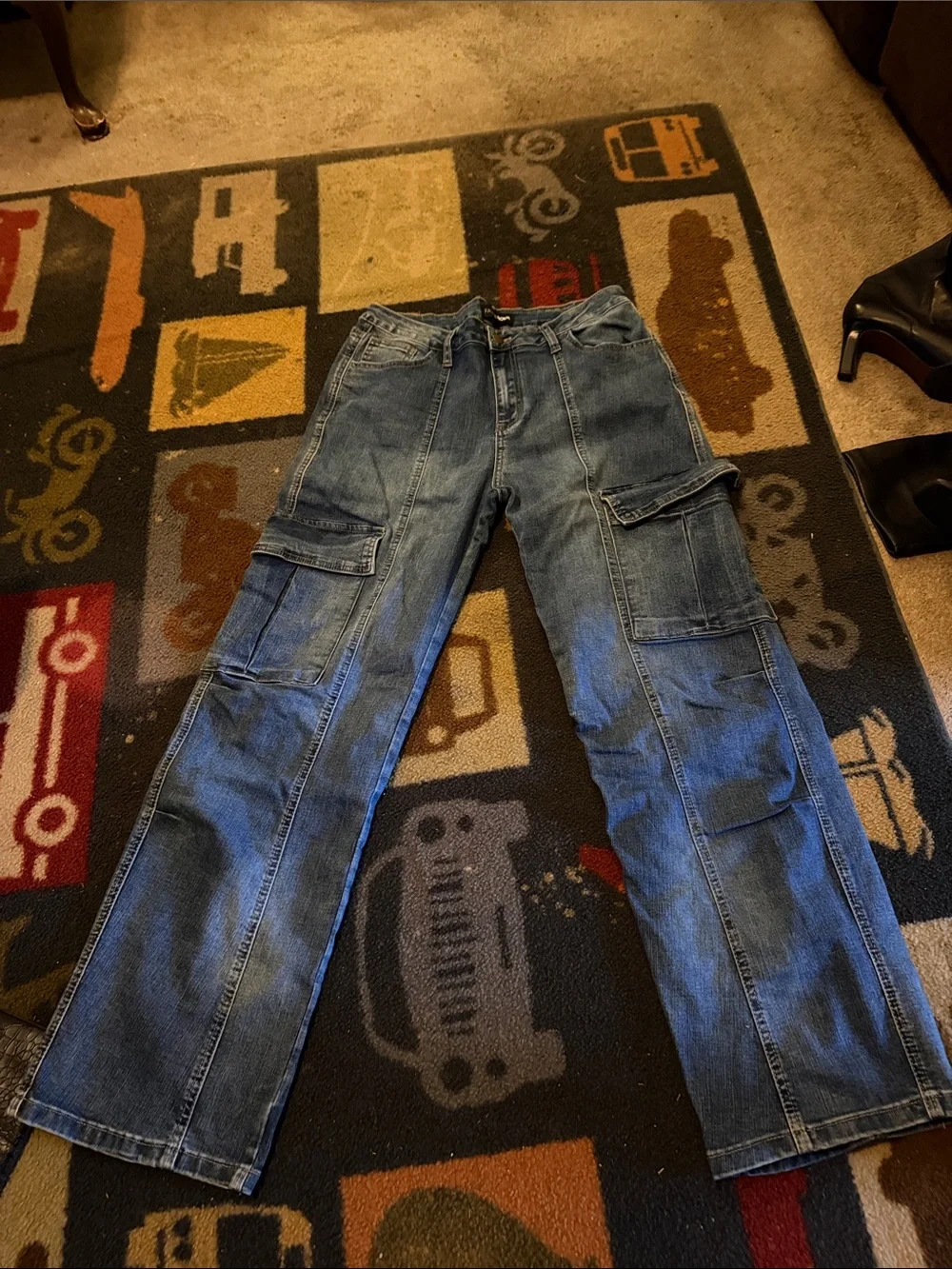 Men's Blue Cargo Denim Pants